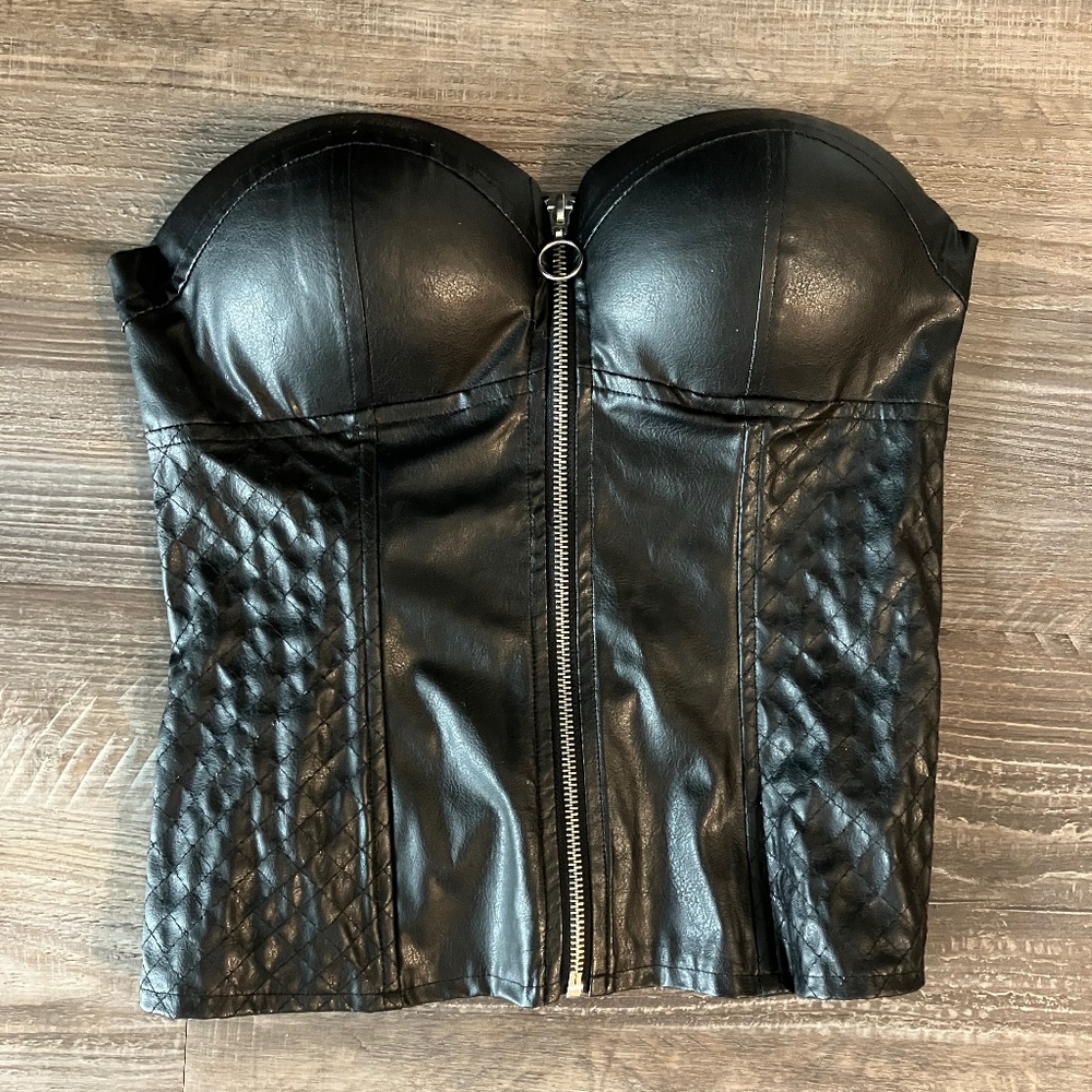 Charlotte Russe Midnight Leather Zip-Up Top